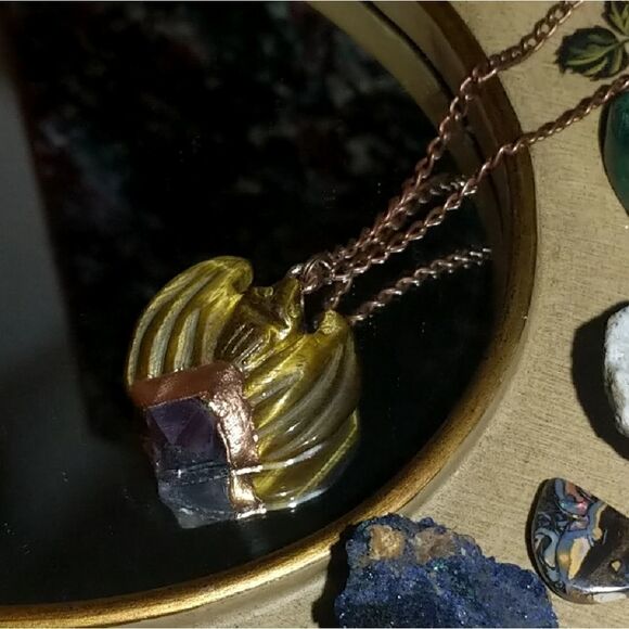 Hand Crafted Jewelry - 'Going Batty' Tigers Eye Bat Necklace